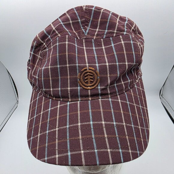 Element Crowns Plaid Adjustable Unisex Hat Brown Check Pattern Cap Casual - Picture 1 of 9